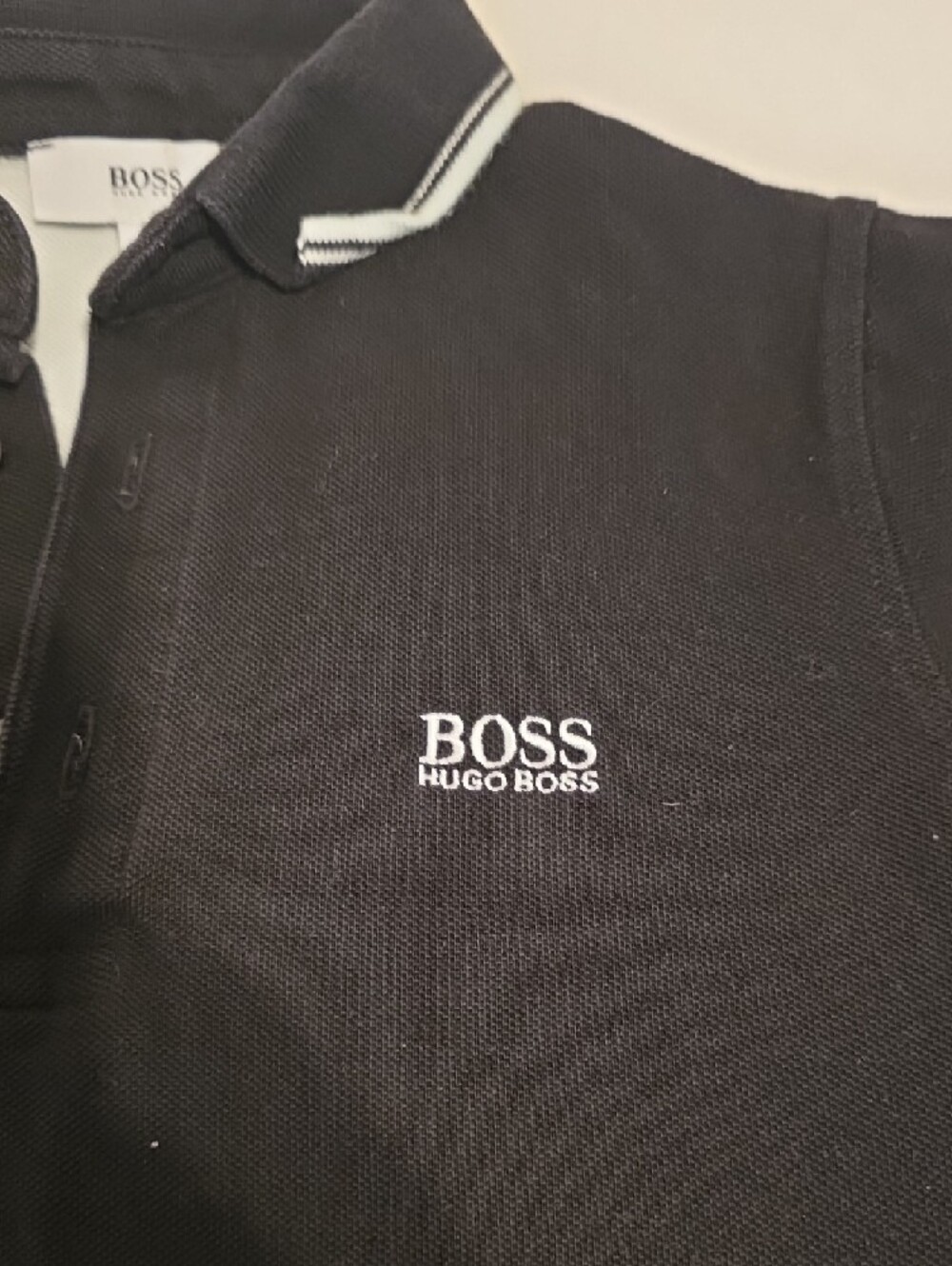 Boss Black Polo with White Trim - Picture 2 of 6
